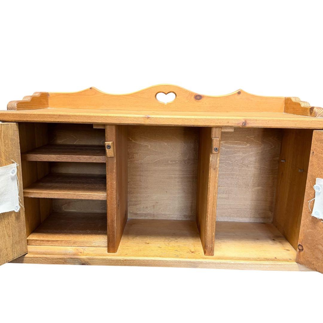 【希少】カントリー家具 木製ラック ハート扉 収納棚