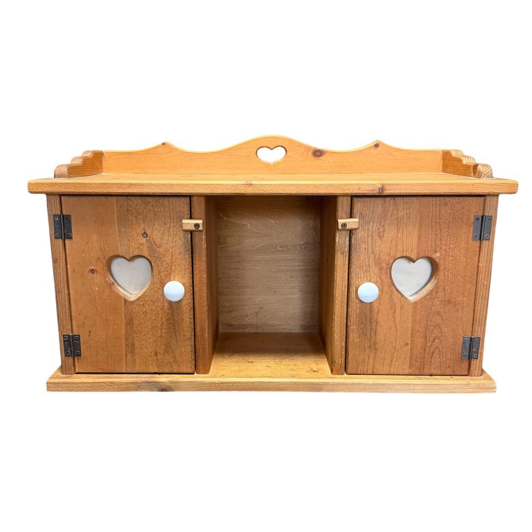 【希少】カントリー家具 木製ラック ハート扉 収納棚