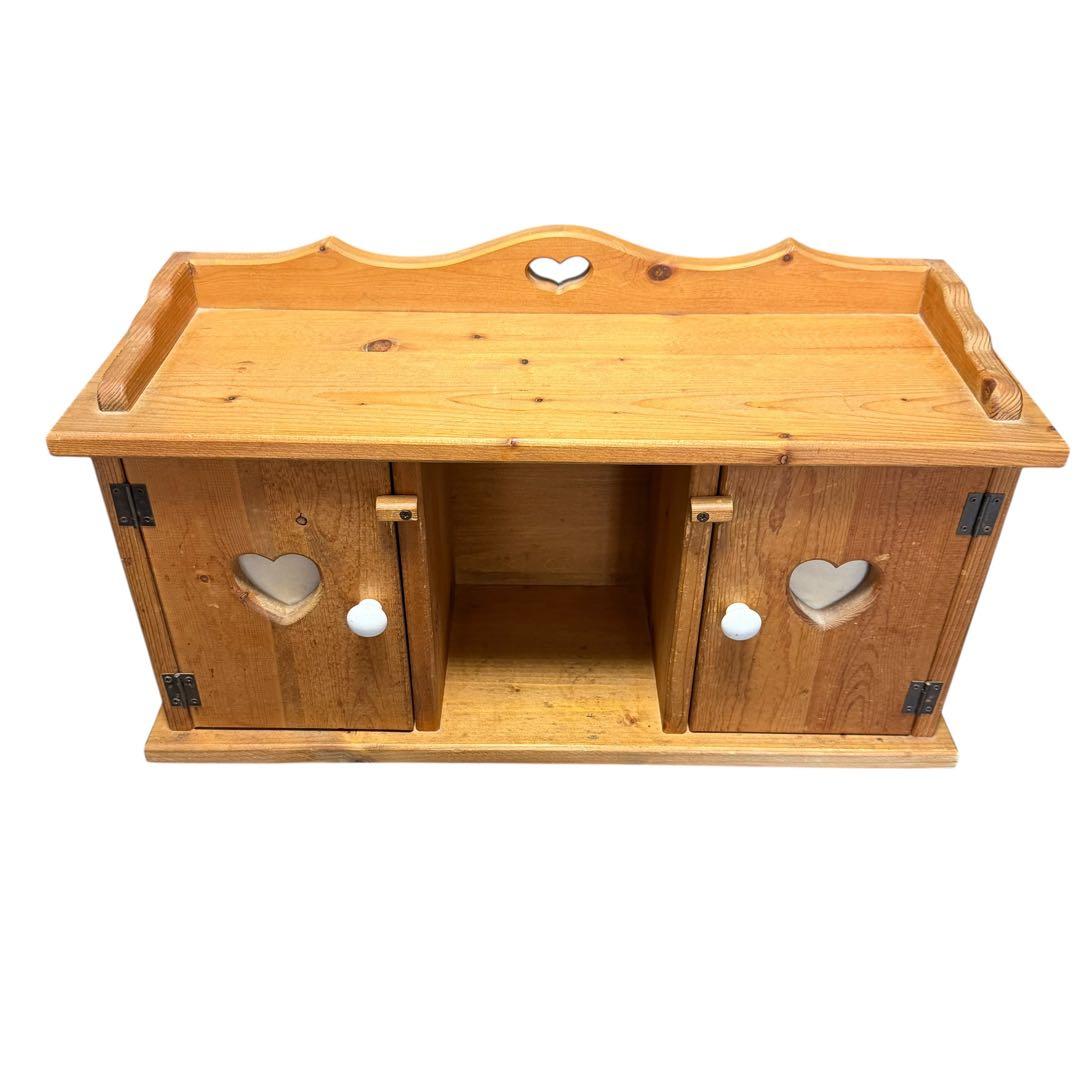 【希少】カントリー家具 木製ラック ハート扉 収納棚