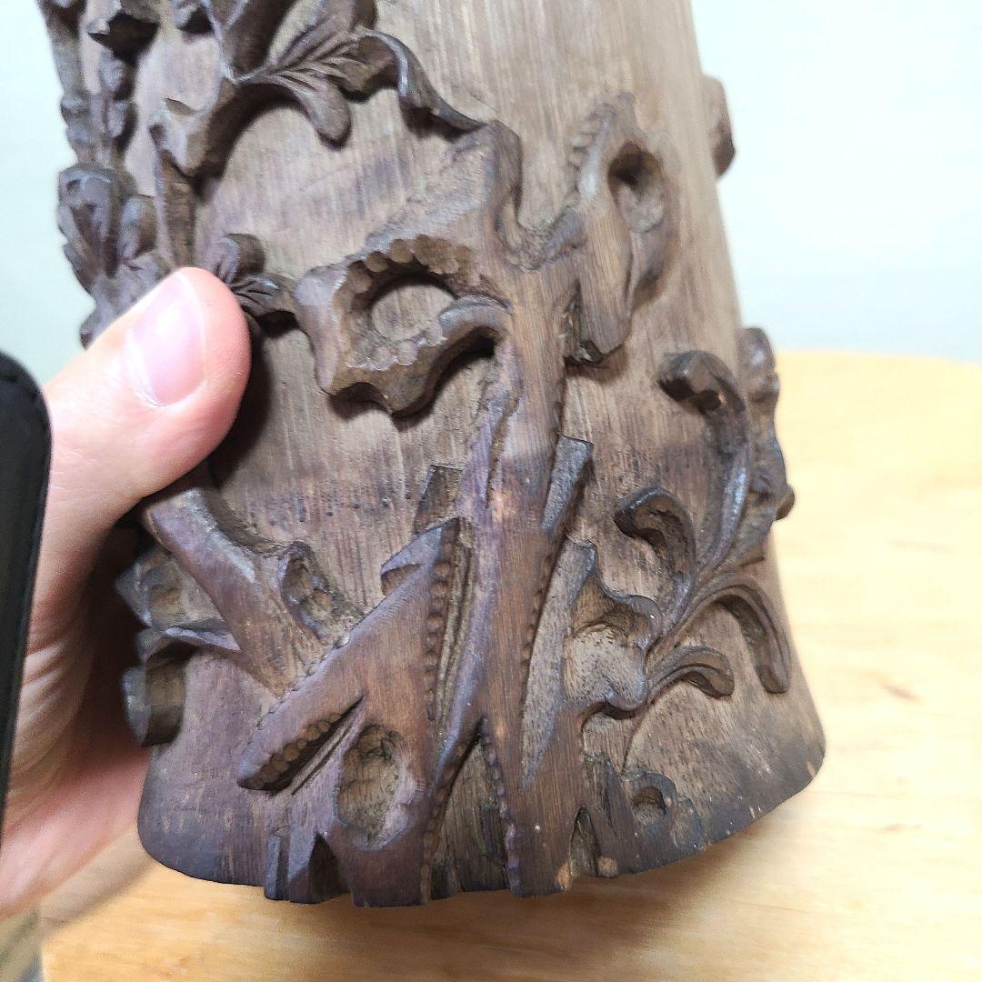 古美術　筆筒　筆立て　　文房具　木製　置物　希少　花入れ　花器　中国