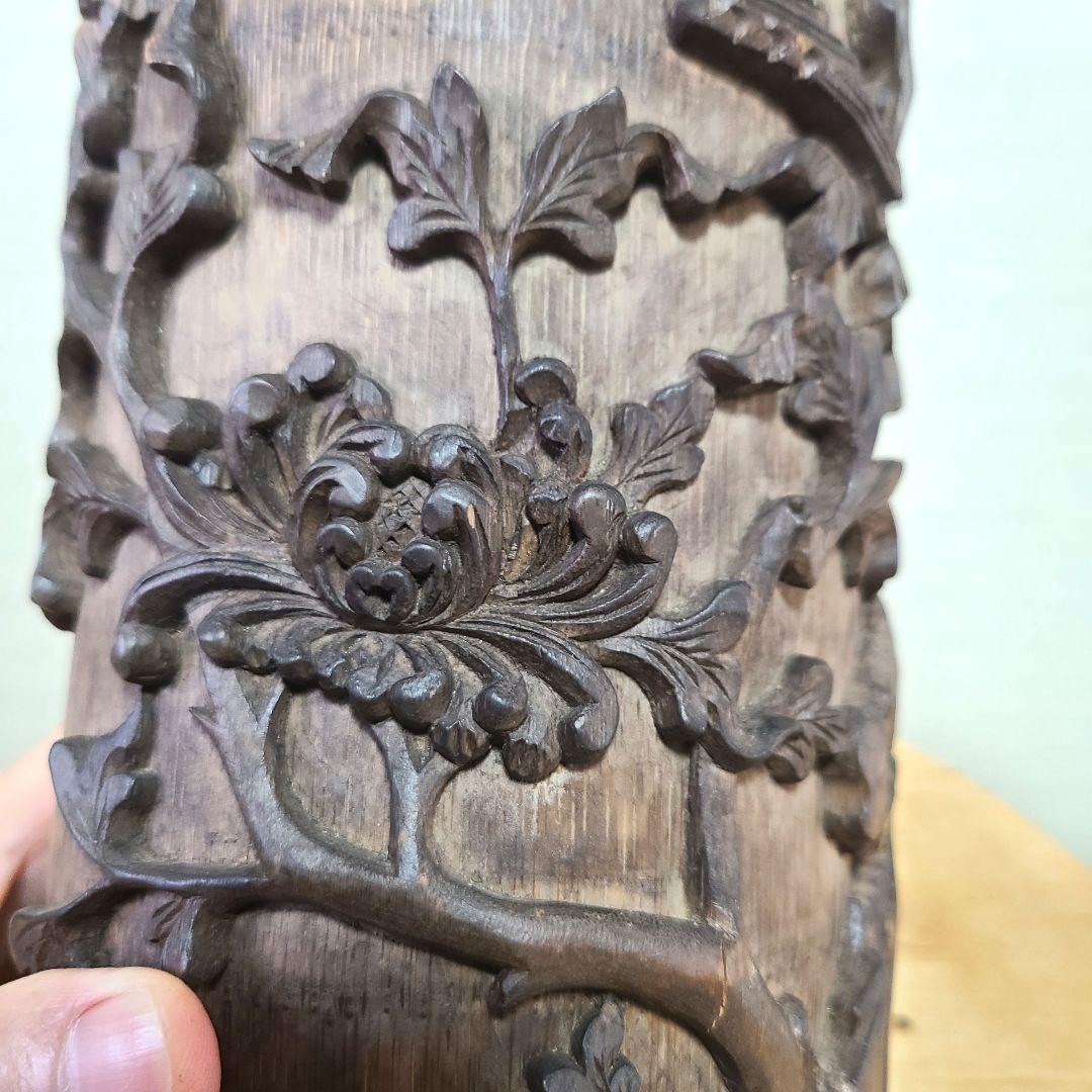 古美術　筆筒　筆立て　　文房具　木製　置物　希少　花入れ　花器　中国