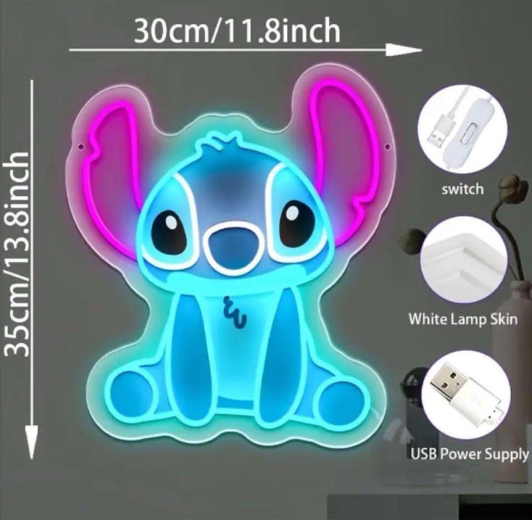 ネオンサイン　スティッチ　LED ライト　ディズニー　かわいい　おしゃれ　壁掛け