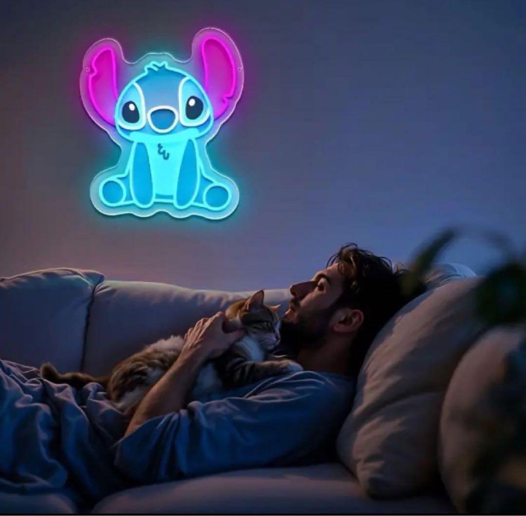 ネオンサイン　スティッチ　LED ライト　ディズニー　かわいい　おしゃれ　壁掛け