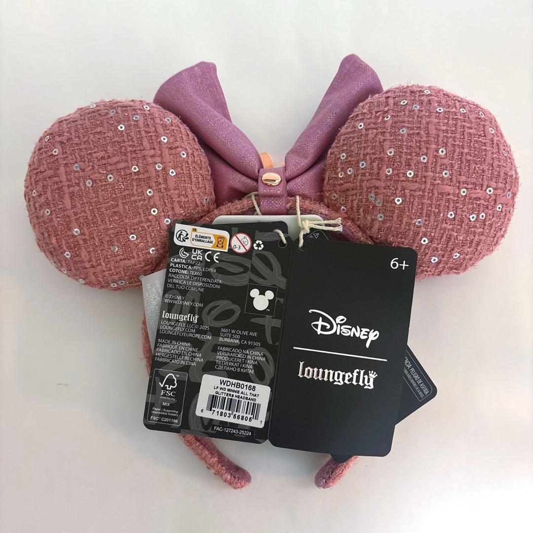 Disney×Loungefly ミニーマウス　グリッターツイードカチューシャ