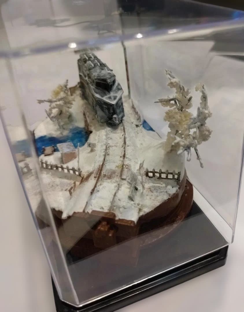 冬の鉄道模型 雪景色 車両、ケース付