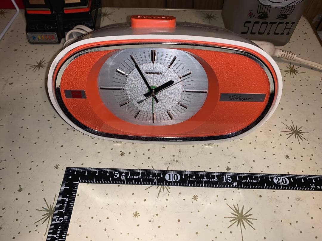 昭和レトロ　動作品　東芝　電気目覚時計　おはよう　スペースエイジ　レトロポップ