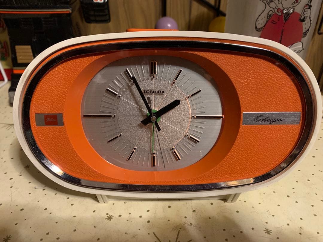 昭和レトロ　動作品　東芝　電気目覚時計　おはよう　スペースエイジ　レトロポップ