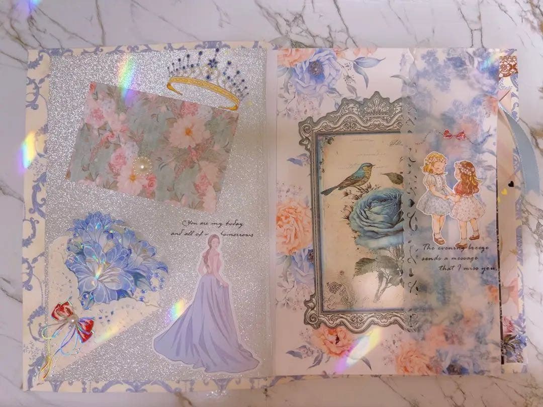 おすそ分けファイルコラージュ素材【Blue】ダイカット付