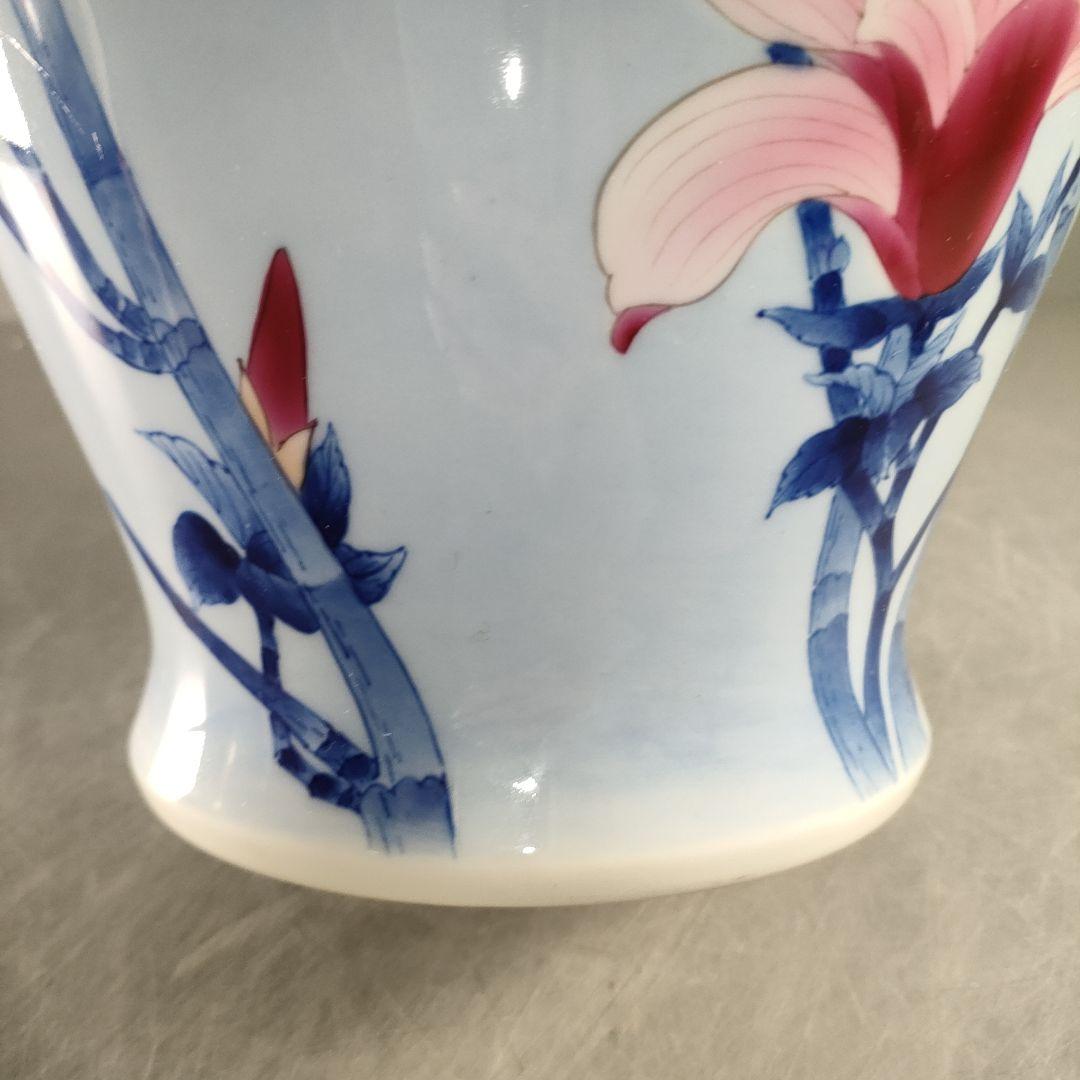 A1318-2/有田焼/深川製磁/染錦花鳥図花瓶/花器/花入/華道具/飾壷/