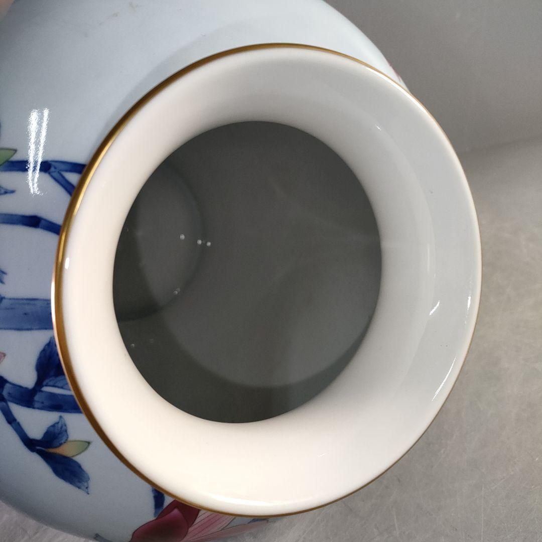 A1318-2/有田焼/深川製磁/染錦花鳥図花瓶/花器/花入/華道具/飾壷/