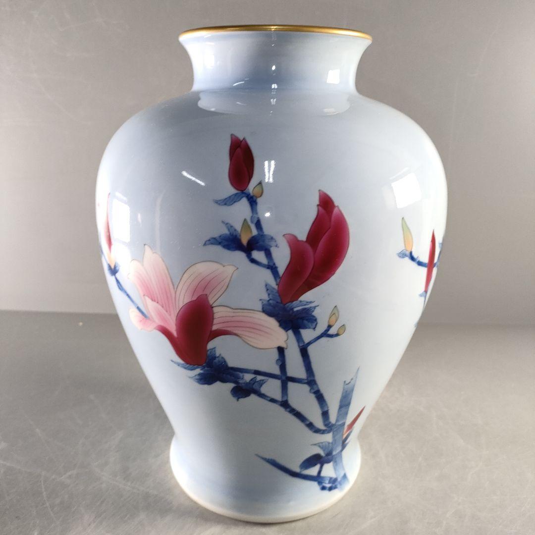 A1318-2/有田焼/深川製磁/染錦花鳥図花瓶/花器/花入/華道具/飾壷/