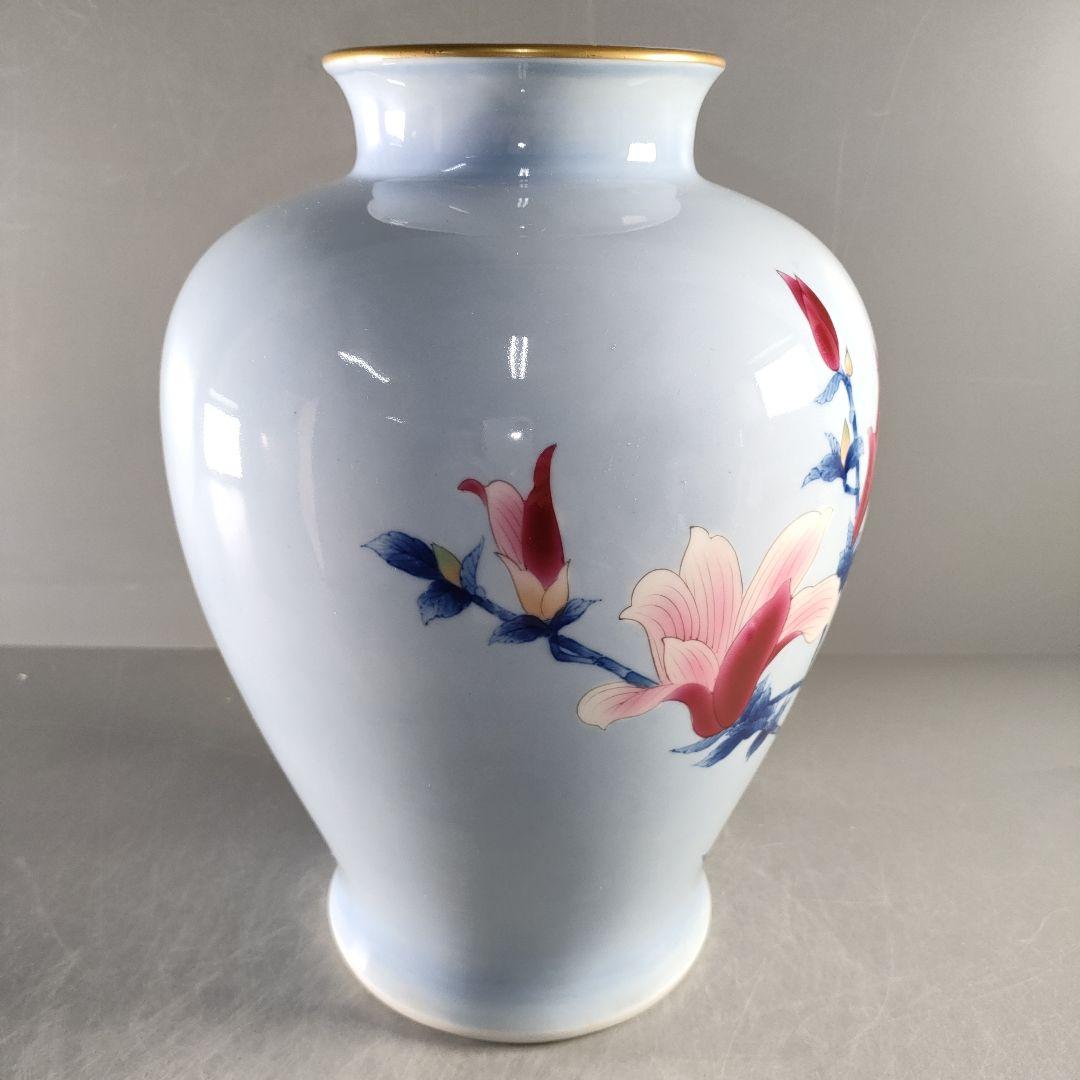 A1318-2/有田焼/深川製磁/染錦花鳥図花瓶/花器/花入/華道具/飾壷/
