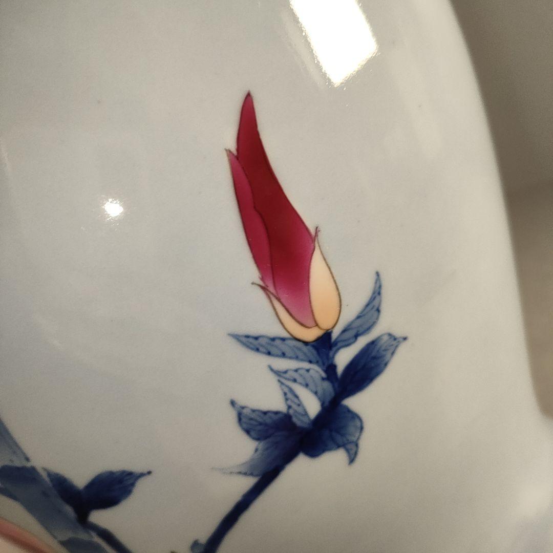 A1318-2/有田焼/深川製磁/染錦花鳥図花瓶/花器/花入/華道具/飾壷/