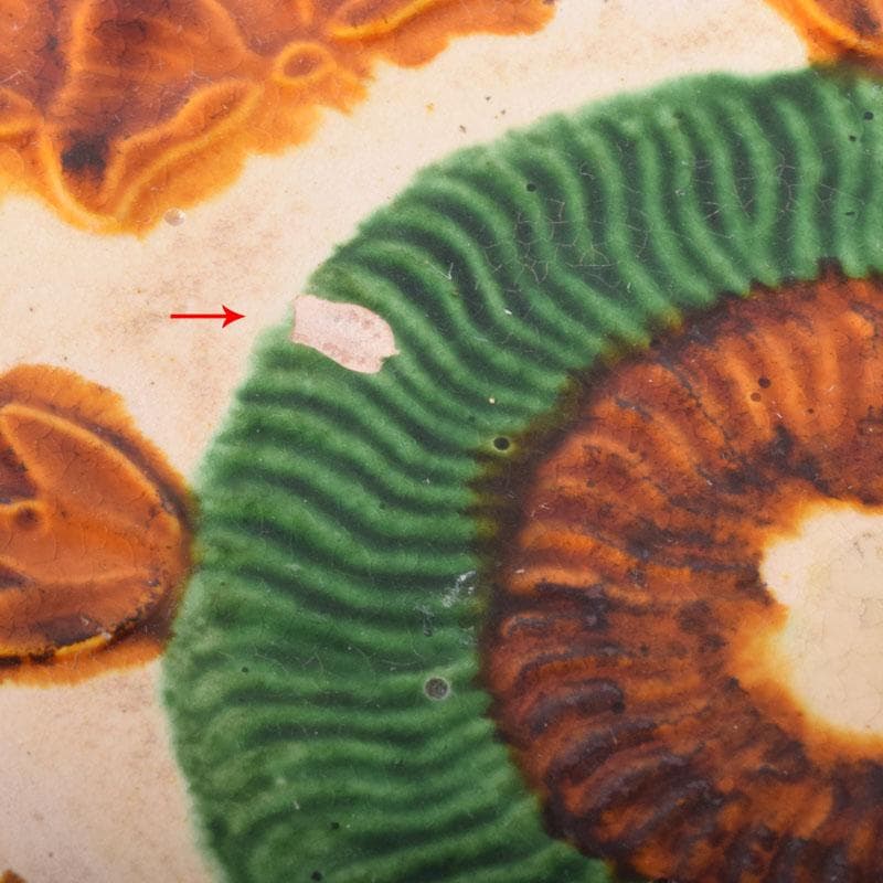 中国　唐三彩　花文　大皿　飾皿　直径約31㎝　V　R8014C