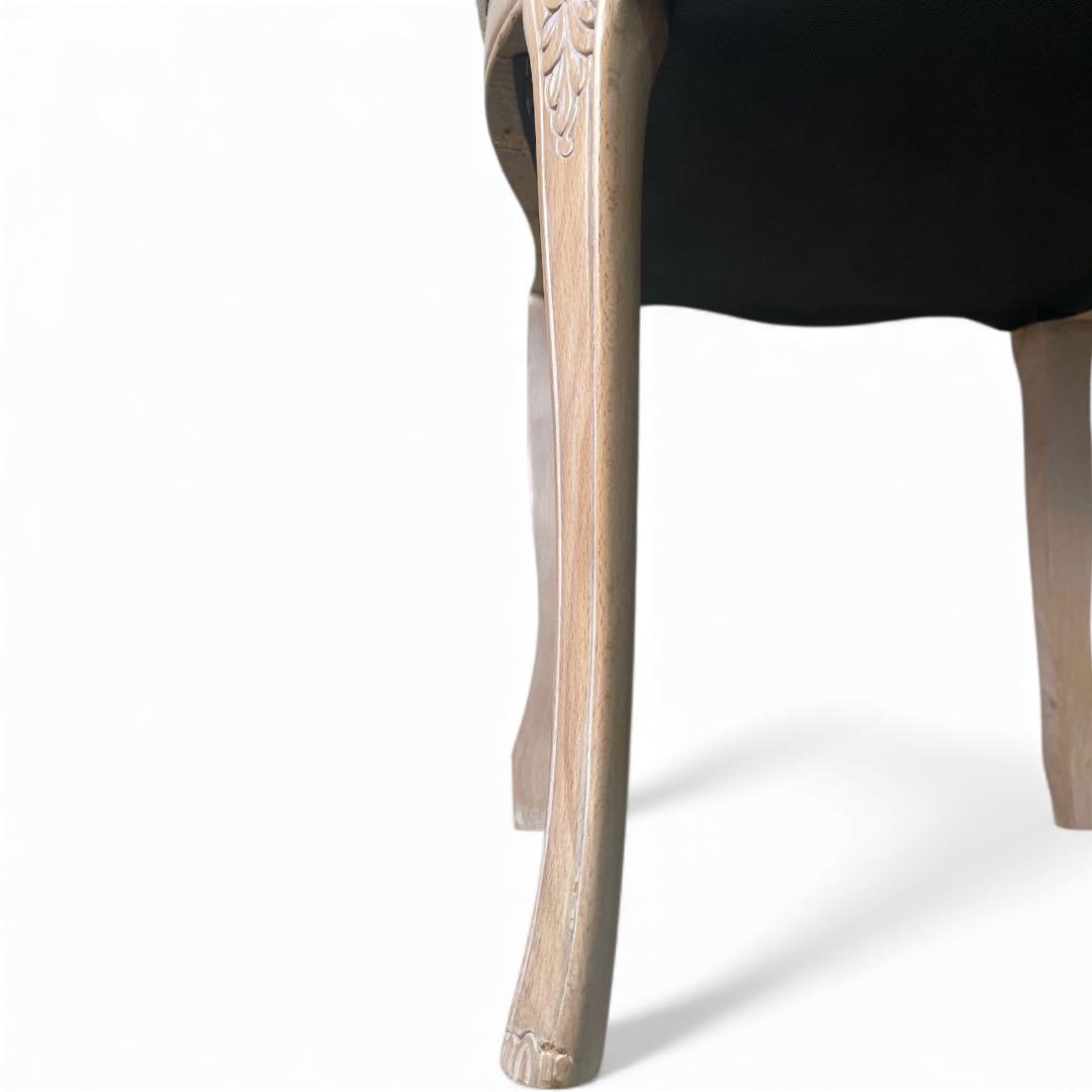 ネコ脚　スツール　チェア　クラシック　背もたれ　アンティーク調 ストライプ　白