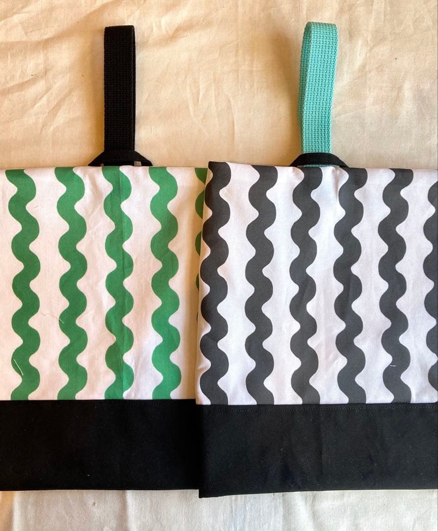 【coming soon】うねうねなみなみ　ストライプ　レッスンバッグ　上靴袋