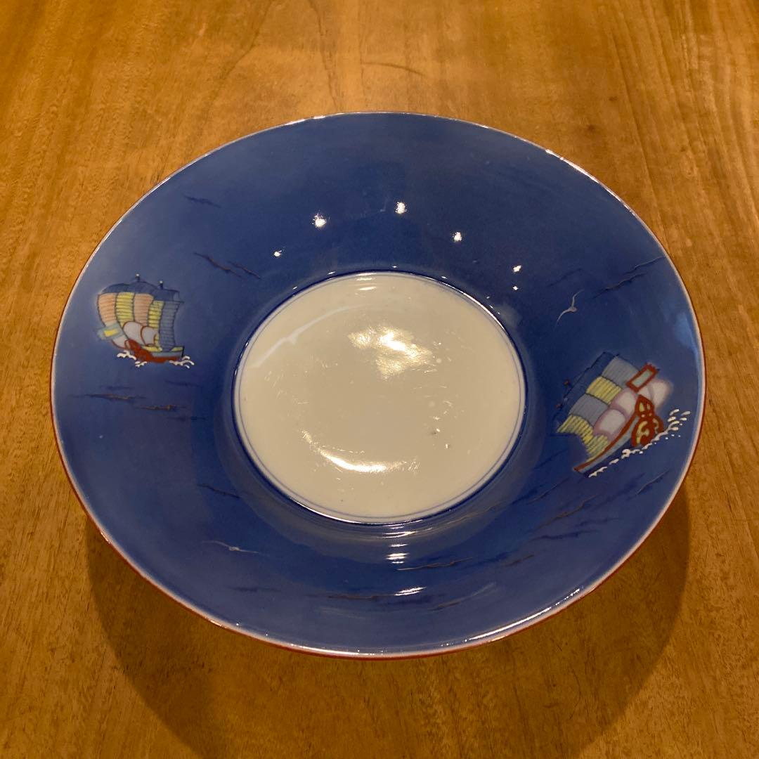 深川製磁青海宝船皿