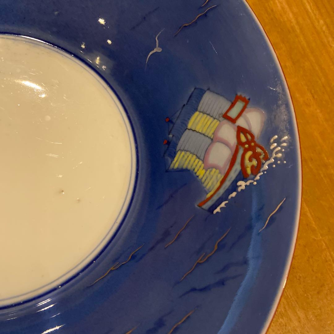 深川製磁青海宝船皿