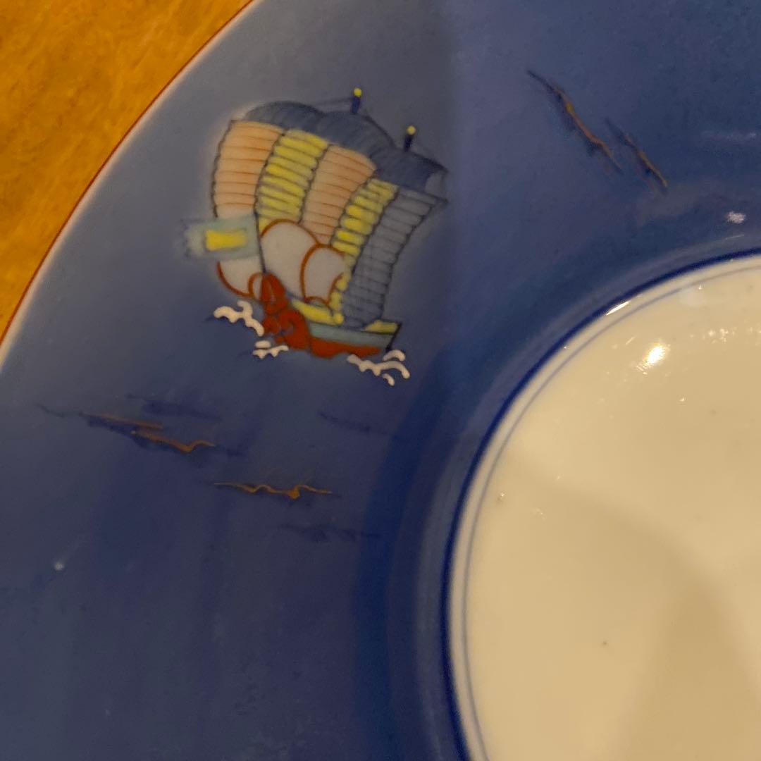 深川製磁青海宝船皿