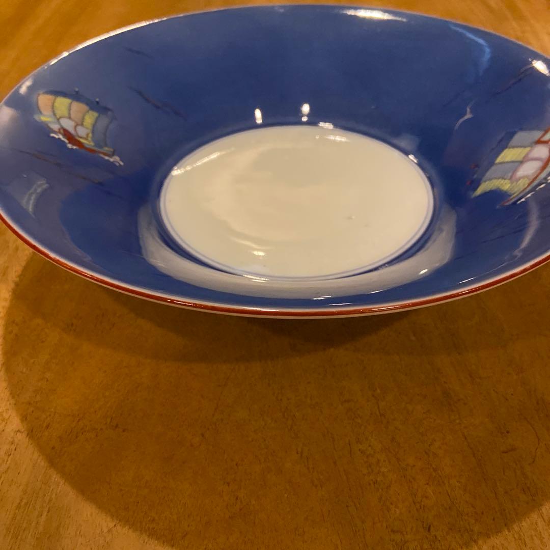 深川製磁青海宝船皿