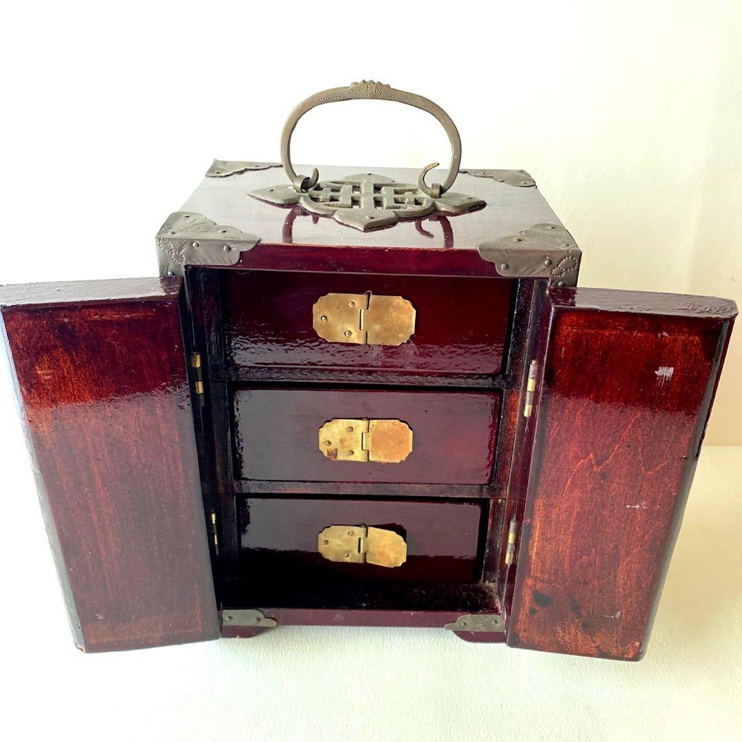 アンティーク　李朝家具 ジュエリーボックス　鍵付きアクセサリーケース　古美術