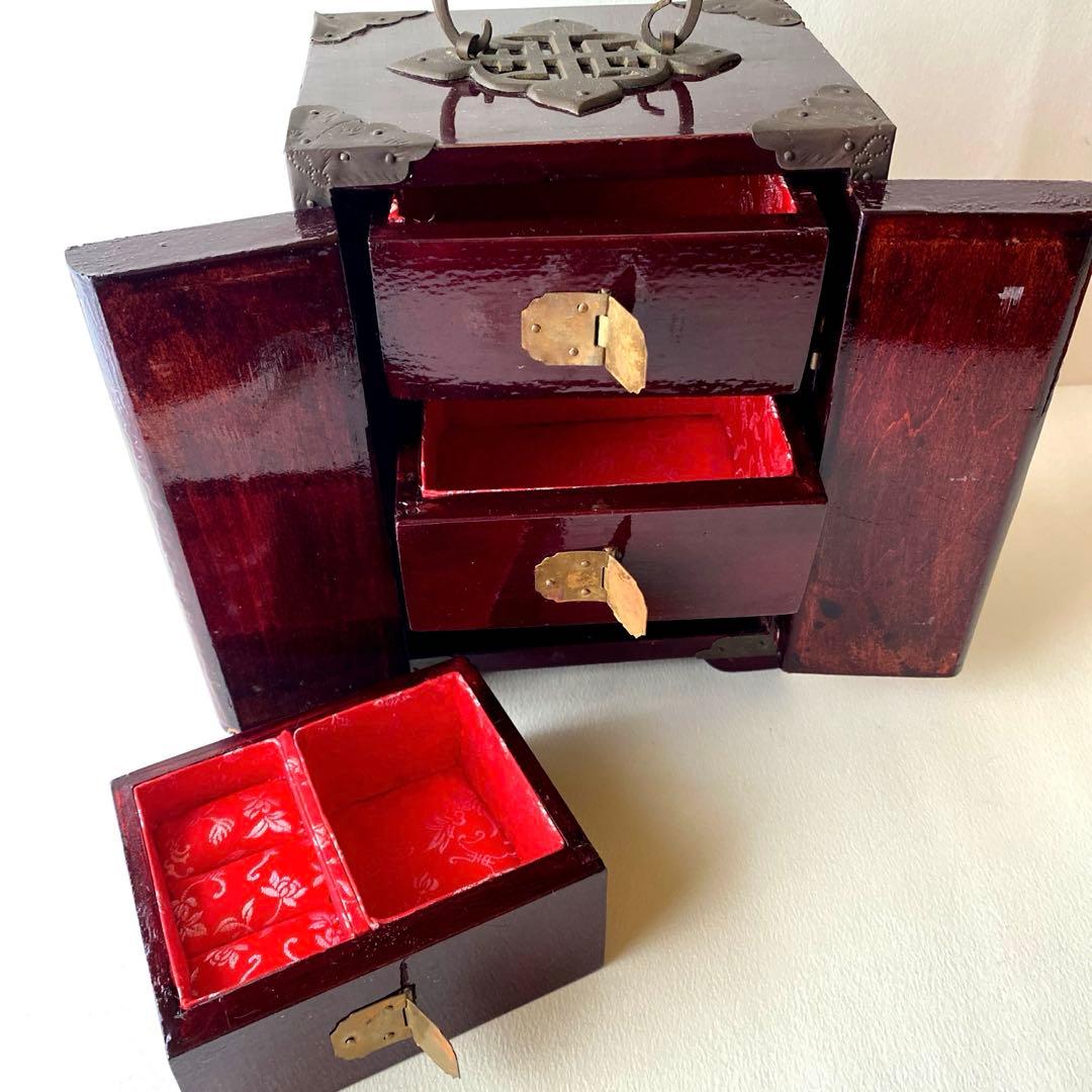 アンティーク　李朝家具 ジュエリーボックス　鍵付きアクセサリーケース　古美術