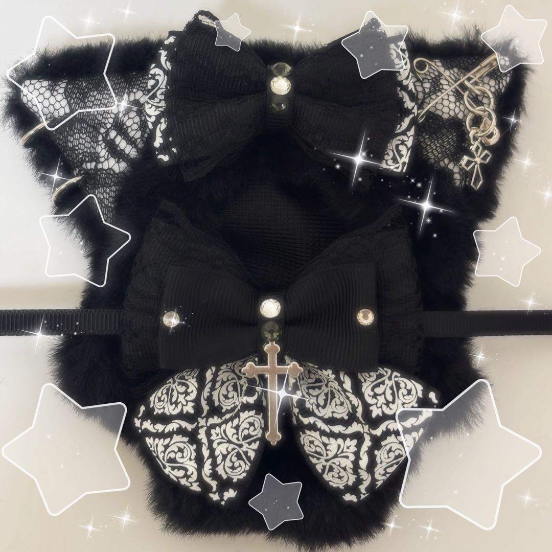 ぬい服 10cm セット売り販売 十字架チャーム付きゴスロリパンク黒猫★
