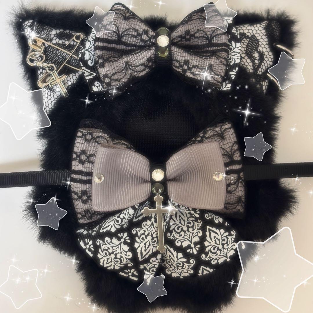 ぬい服 10cm セット売り販売 十字架チャーム付きゴスロリパンク黒猫★