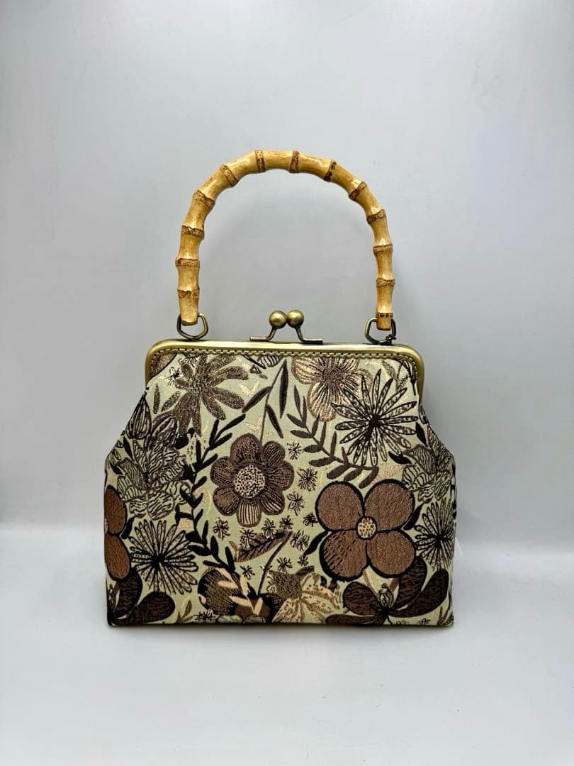 【ハンドメイド】ハンド バッグ バンブー 持ち手 2点セット#362