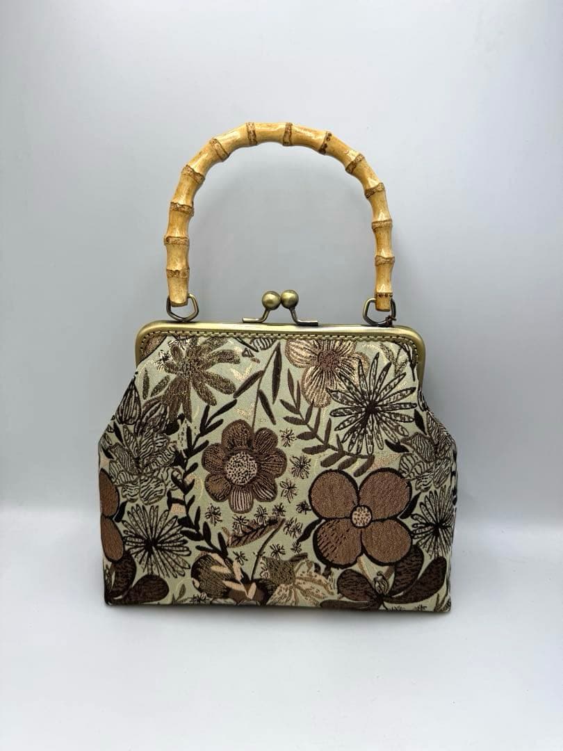 【ハンドメイド】ハンド バッグ バンブー 持ち手 2点セット#362