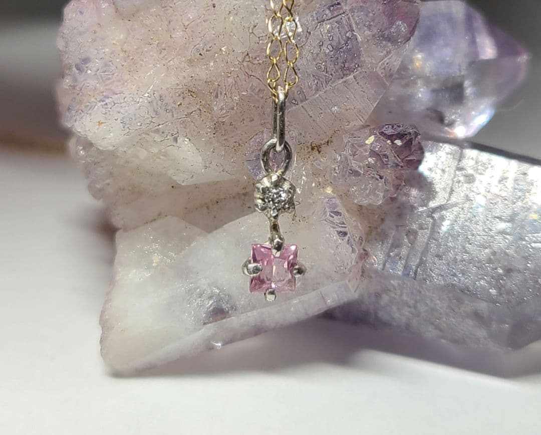 美しいピンクの共演!!★パパラチアサファイア&ピンクダイヤモンドPt900★