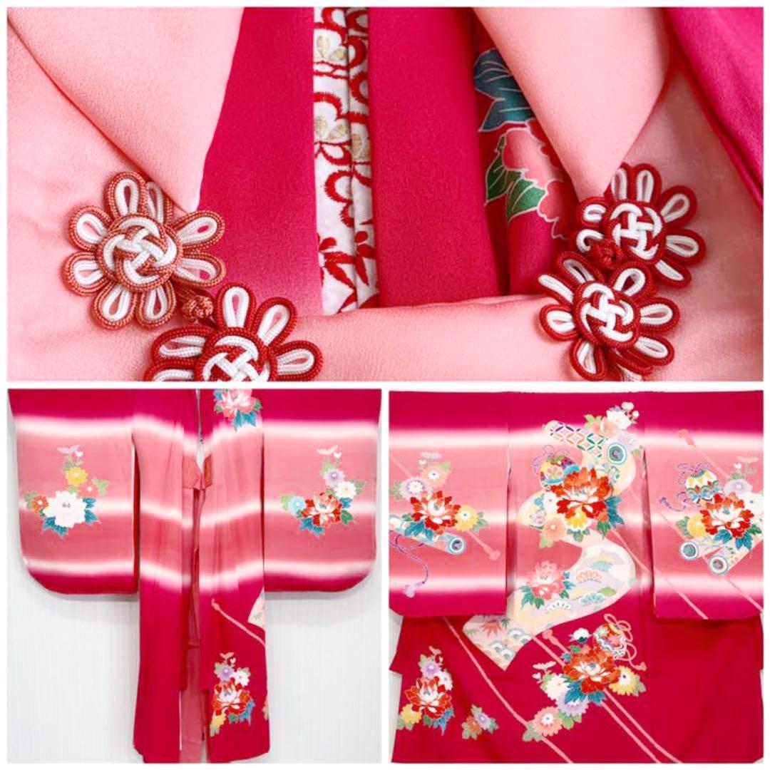 七五三 女の子　三歳用　京友禅　正絹　振袖　被布　セット