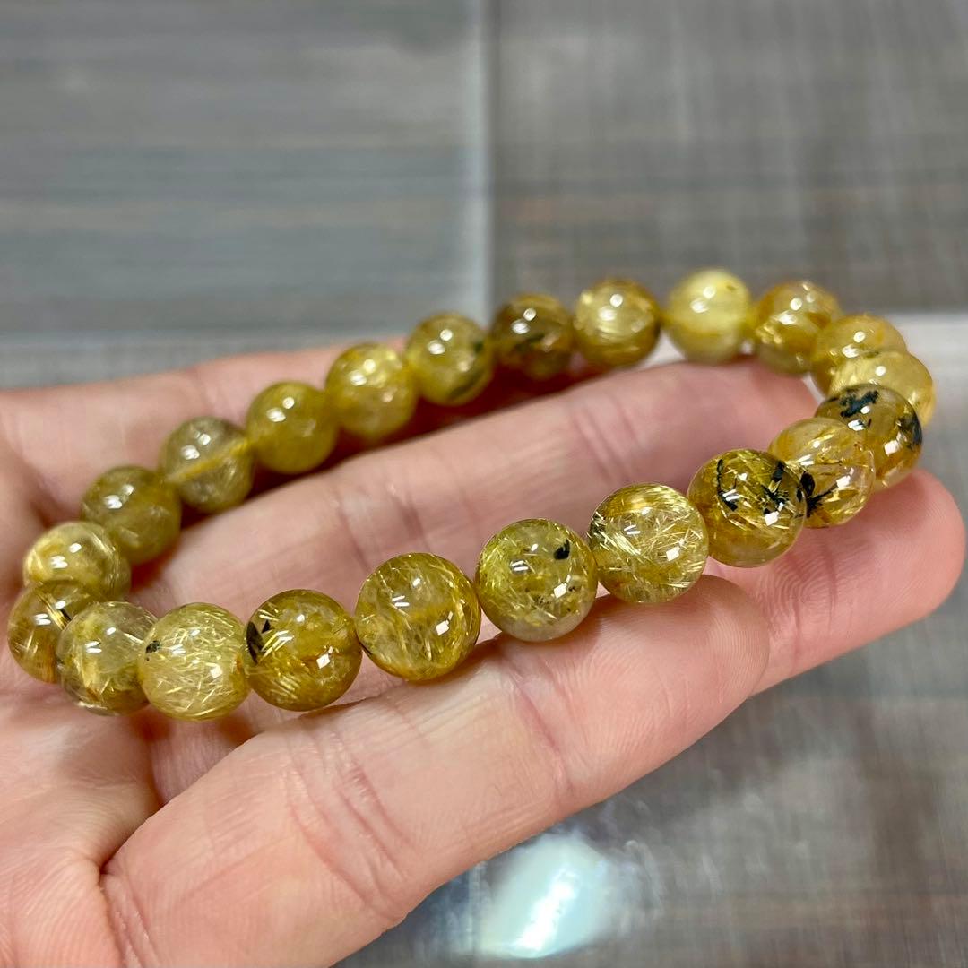 内径19cm 金運強　太陽放射ルチルブレスレット　ヘマタイト　ルチルクォーツ