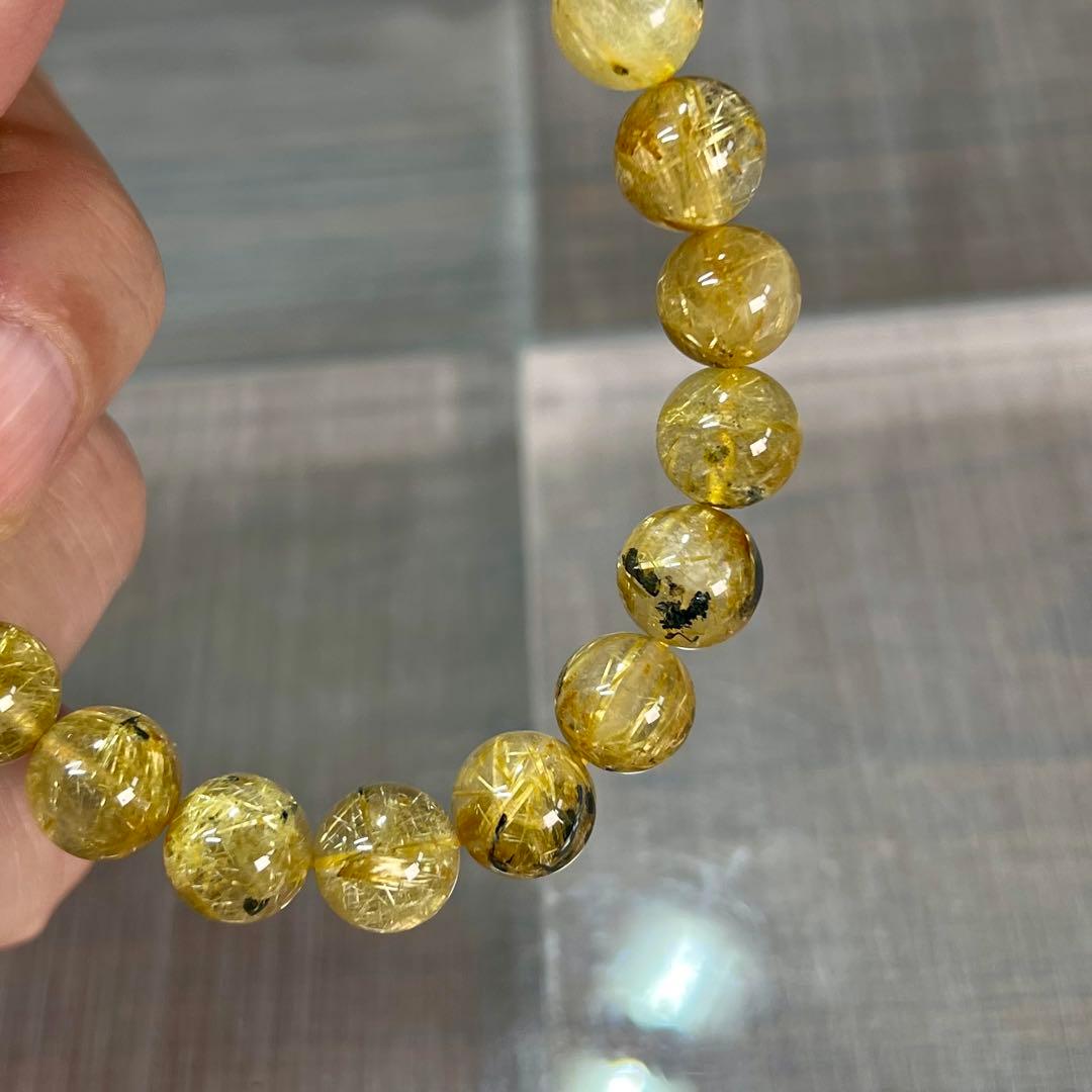 内径19cm 金運強　太陽放射ルチルブレスレット　ヘマタイト　ルチルクォーツ