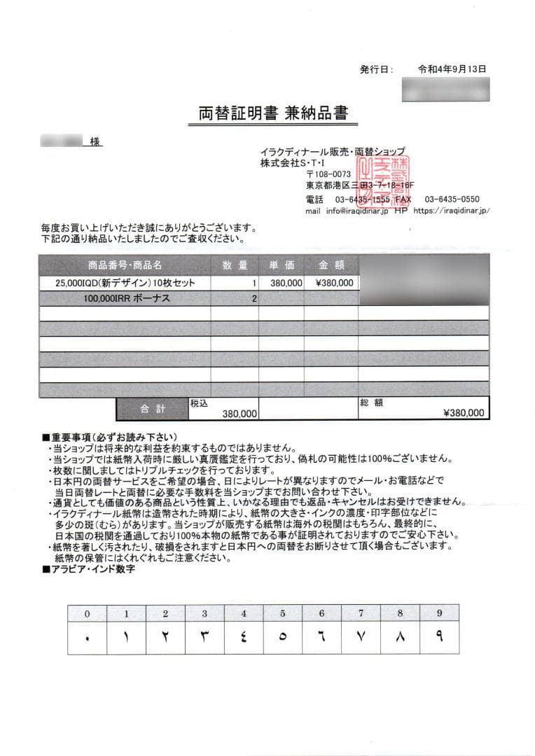 ★25000イラクディナール★60枚★株式会社Ｓ・T・Ｉにて購入★