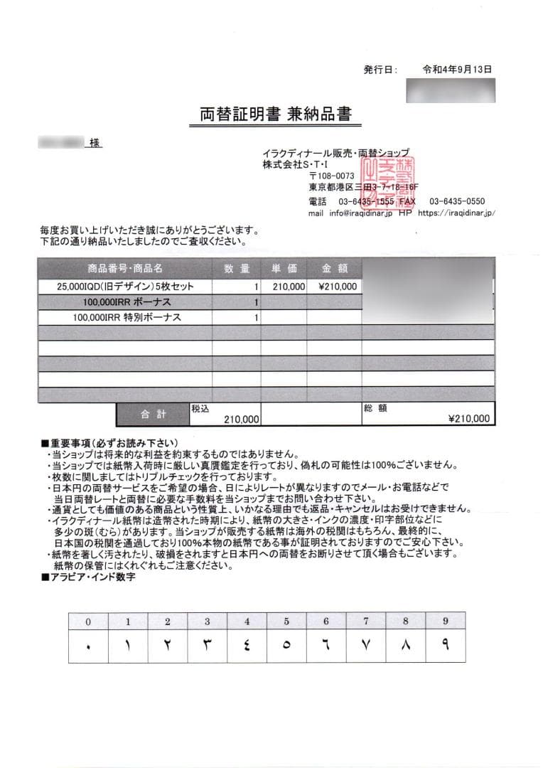 ★25000イラクディナール★60枚★株式会社Ｓ・T・Ｉにて購入★