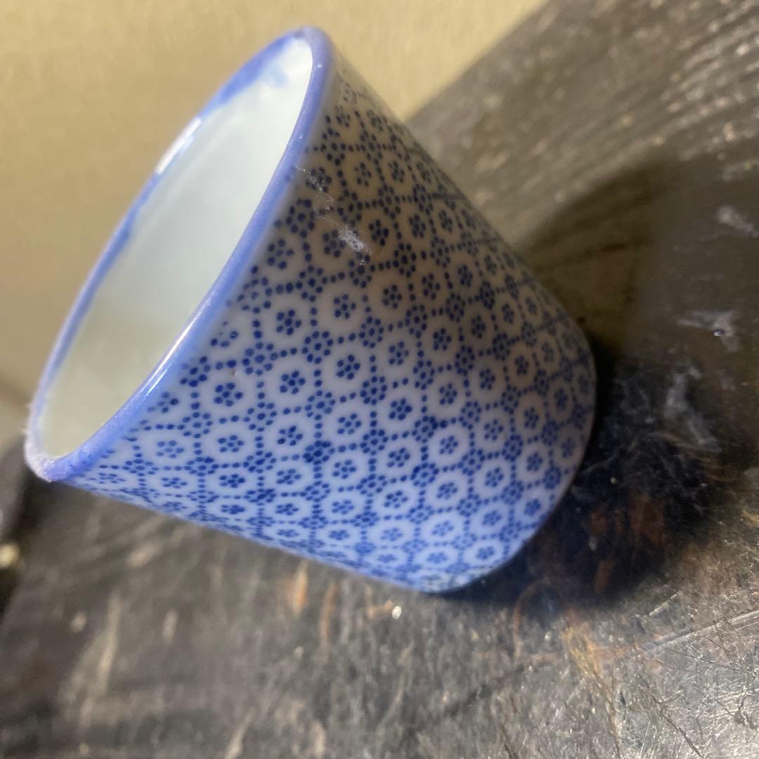 青と白の花柄 陶器製お猪口5.5cm6cmD