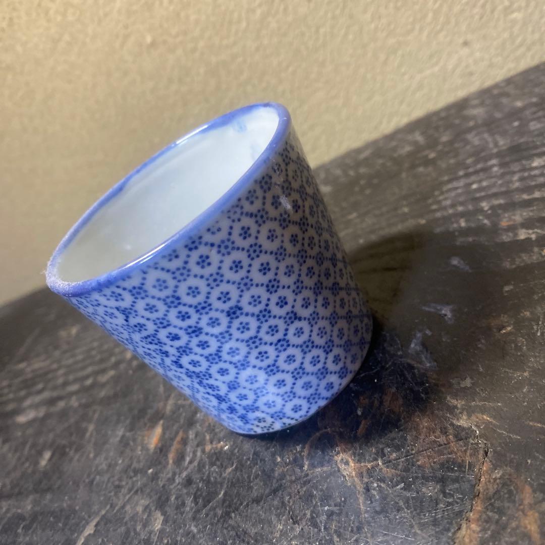 青と白の花柄 陶器製お猪口5.5cm6cmD