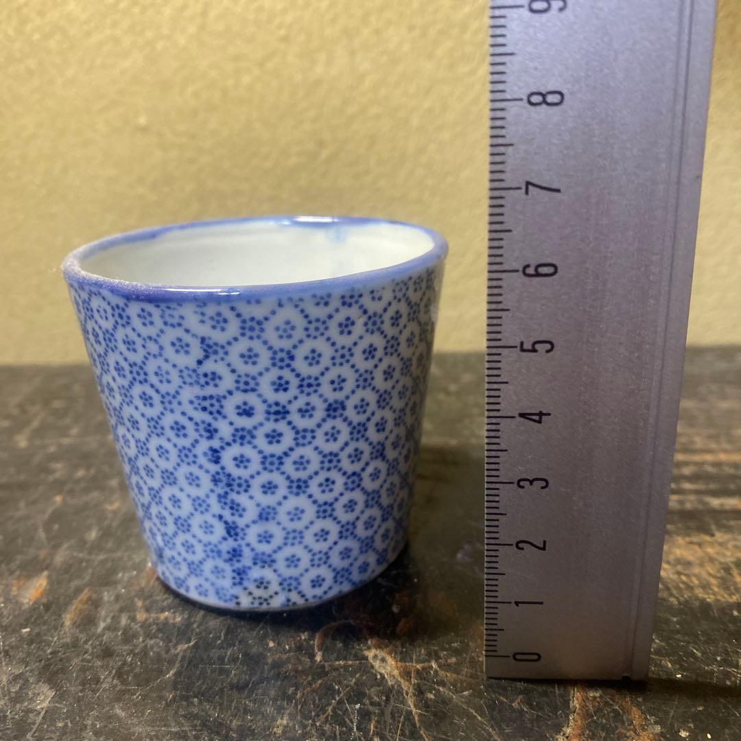 青と白の花柄 陶器製お猪口5.5cm6cmD