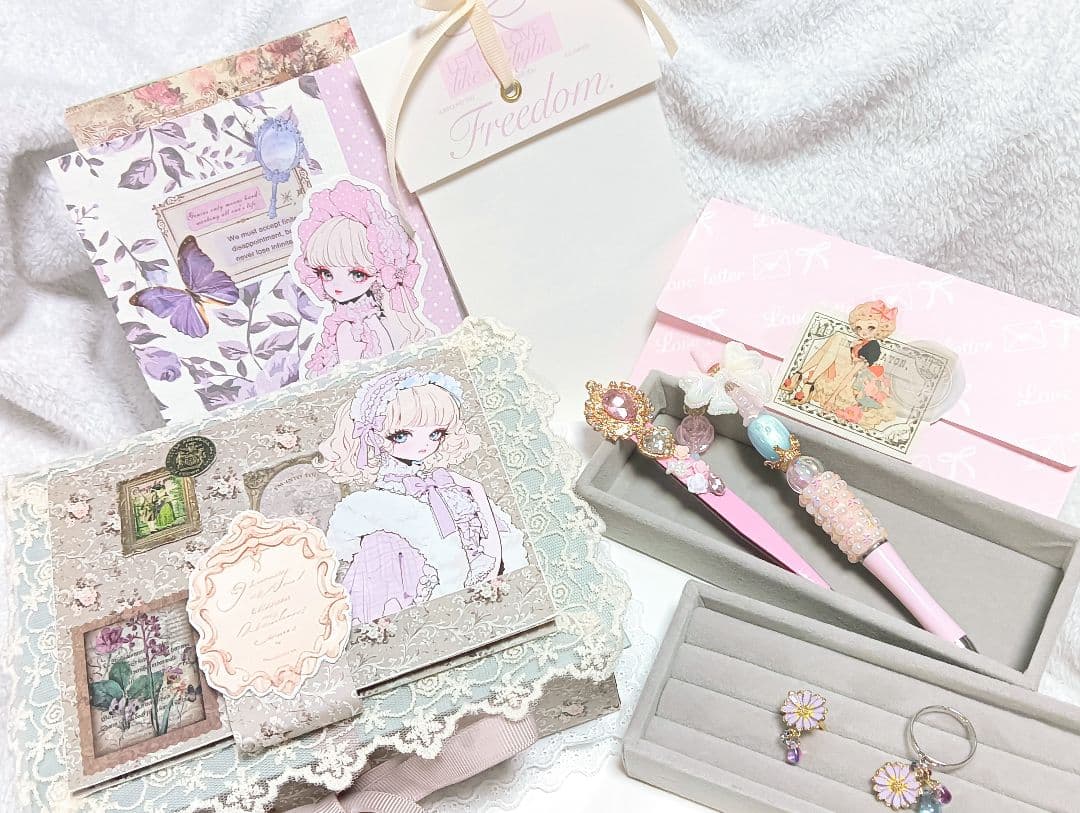 おすそ分けファイル　ボックス　ジュエリー　デコボールペン　デコピンセット　シール