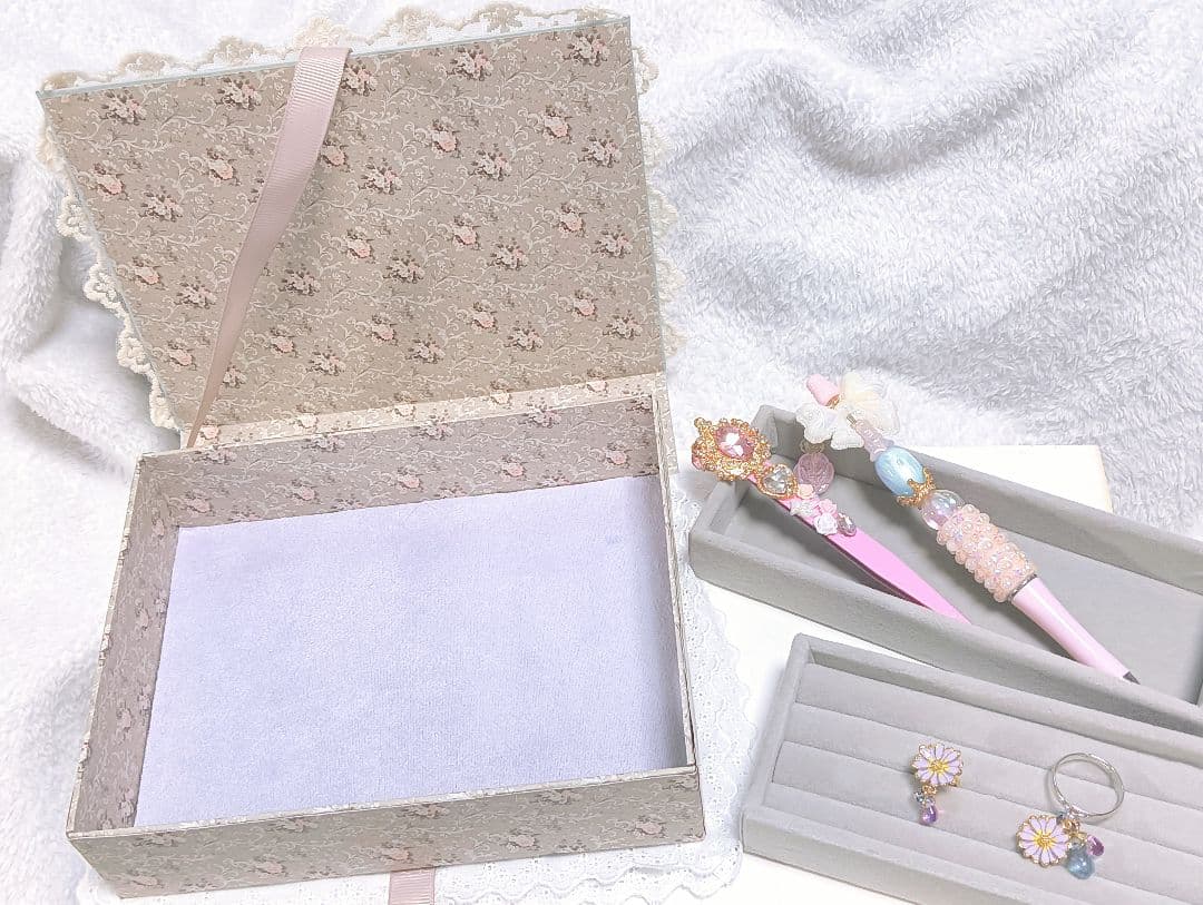 おすそ分けファイル　ボックス　ジュエリー　デコボールペン　デコピンセット　シール