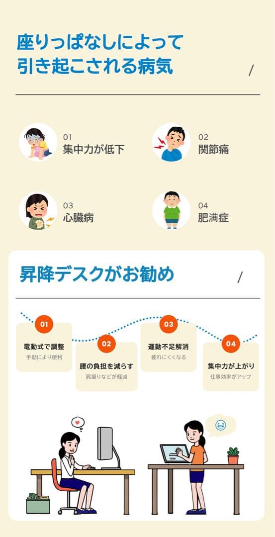 Maidesite 昇降デスク 電動 耐荷重80kg 110×60