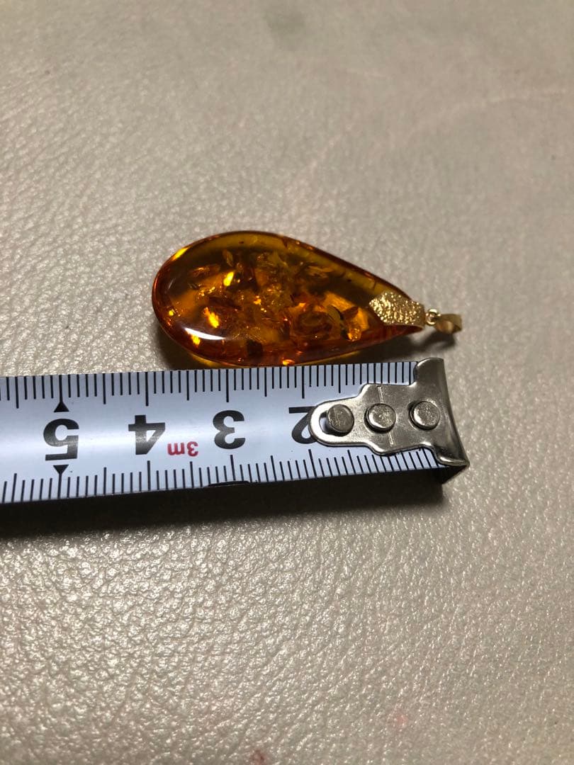 アンティーク 琥珀 ?ペンダントトップ K18 金 天然石