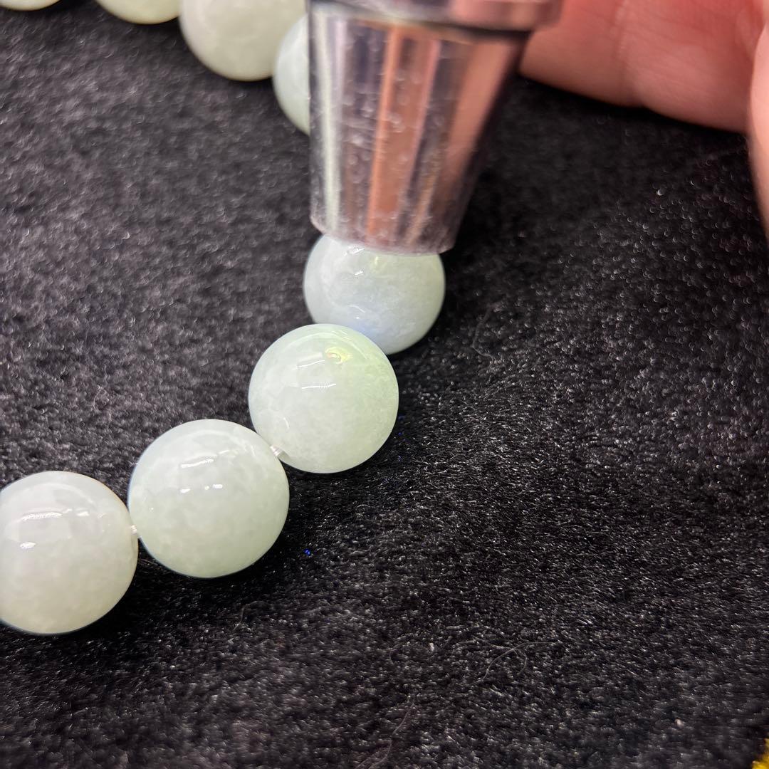 無処理無染色A貨天然石本翡翠　保証付　ミャンマー　手作り　ライトグリーン13mm