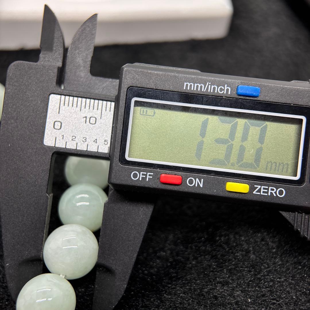 無処理無染色A貨天然石本翡翠　保証付　ミャンマー　手作り　ライトグリーン13mm