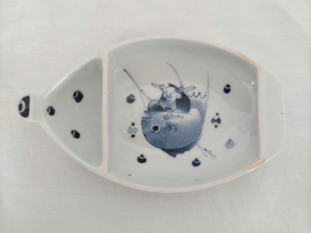 ユニークな珍しい 古伊万里 恵比寿様図　骨董 アンティーク