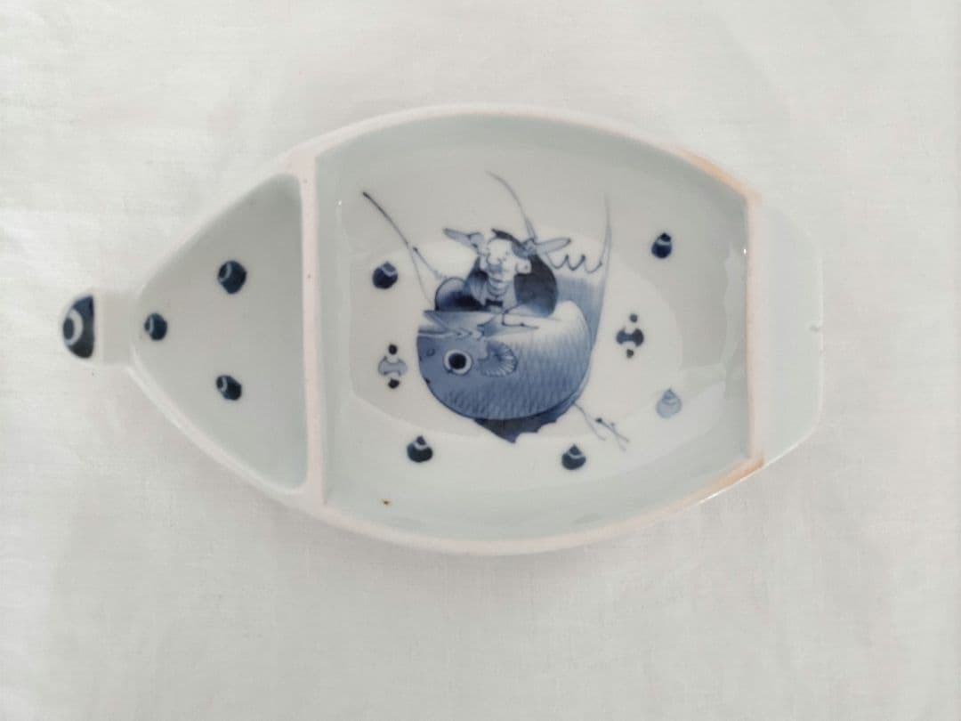 ユニークな珍しい 古伊万里 恵比寿様図　骨董 アンティーク