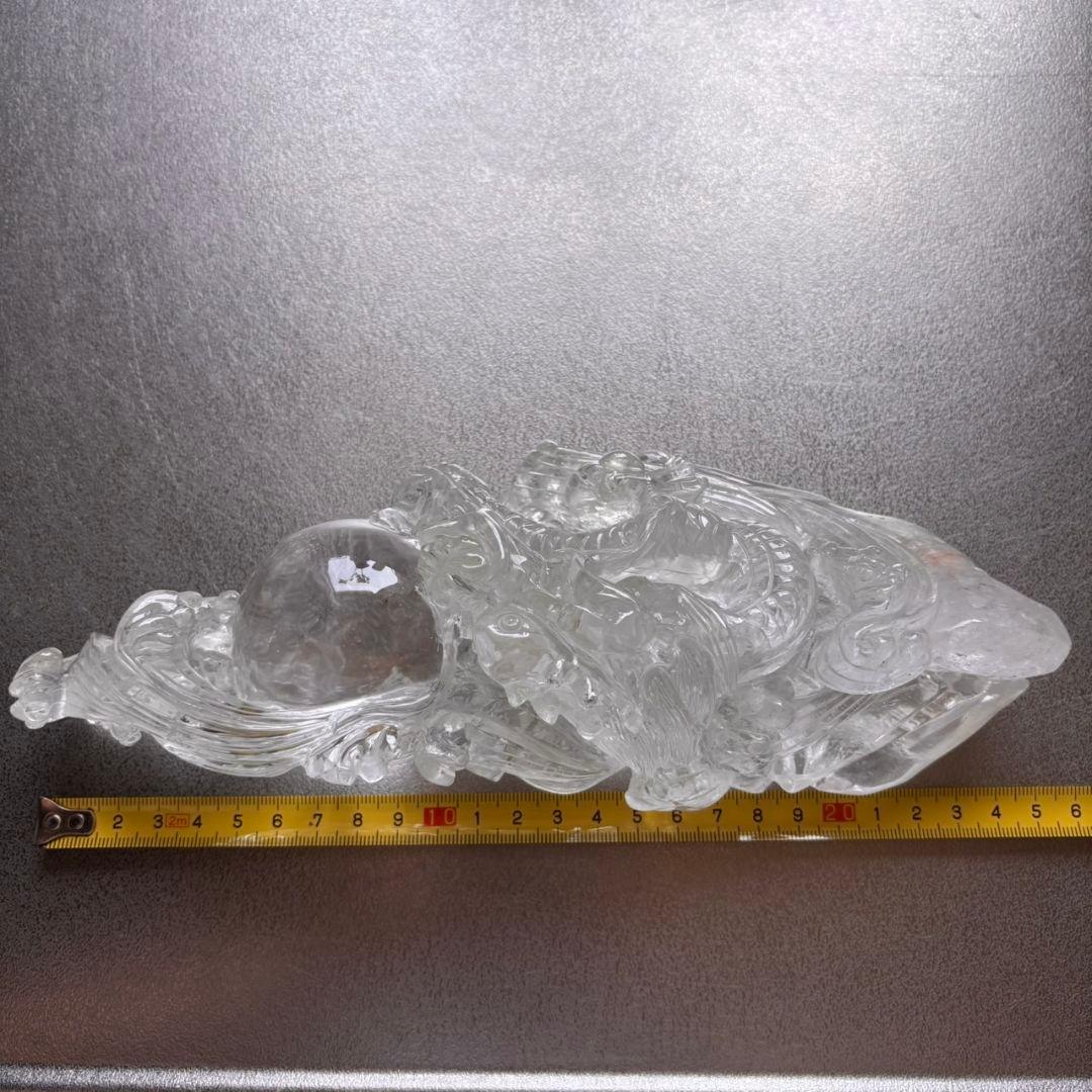 天然石　レインボー　 登り龍 置物1254ｇ