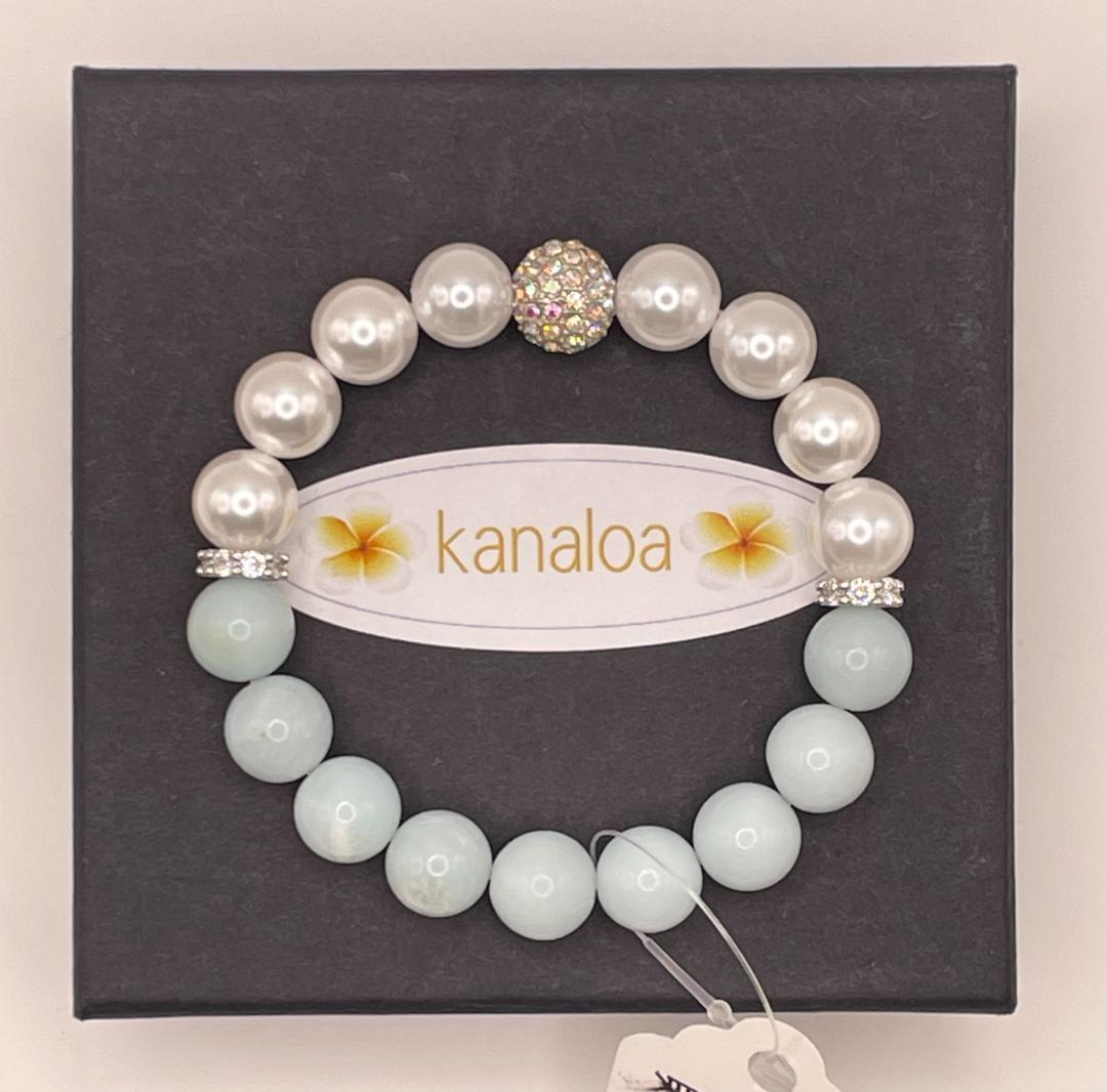 【ミントグリーンアマゾナイト/貝パール】内径約15.5cm 浄化済 No,454