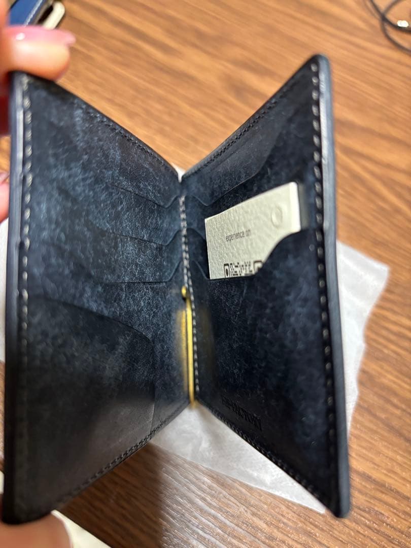 ヒズファクトリー マネークリップ ネイビー 財布